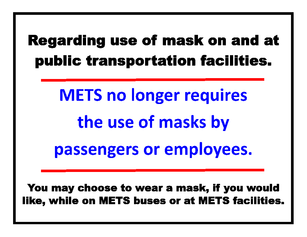 Mask No Longer Required 4-19-22